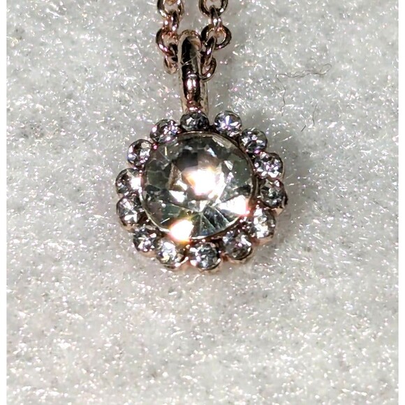 LC Rose Gold Chain Rhinestone Charm Bracelet Necklace Set - Picture 3 of 12